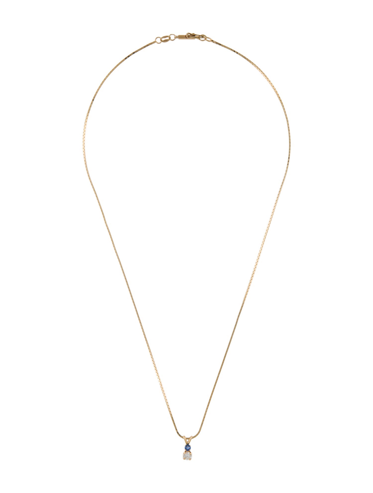 Necklace 14K Diamond & Sapphire Pendant Necklace